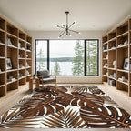 Bronze Tropical Monstera and Palm Fronds Rug