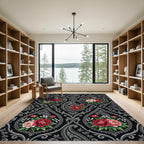 Ornate Paisley Red Floral Burst Rug