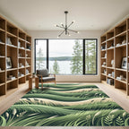Earthy Green Wavy Grassland Field Rug
