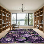 Purple Chrysanthemum Bamboo Cloud Floral Rug
