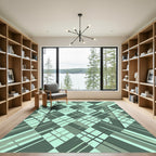 Sage Green Modern Geometric Diamond Art Rug