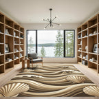 Beige Scalloped Shell Coastal Wave Rug