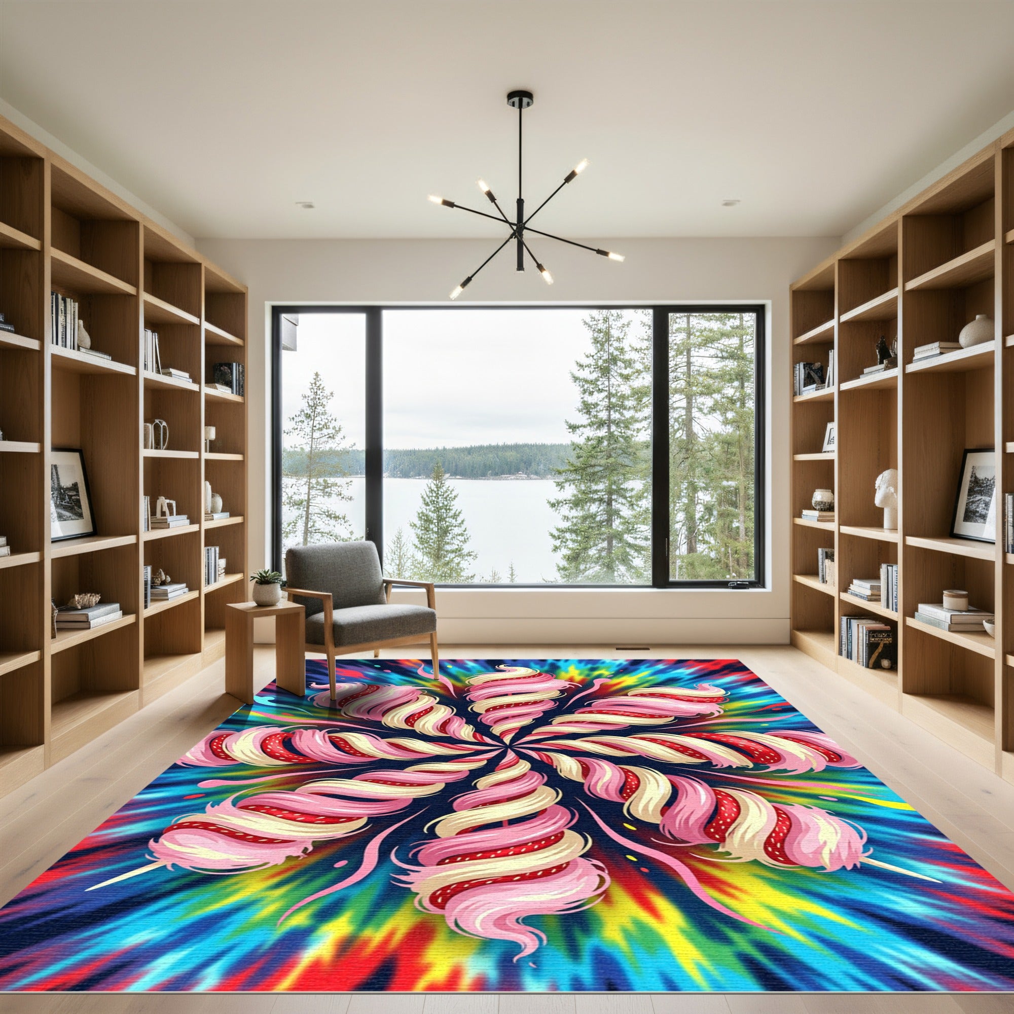 Whimsical Pink Strawberry Swirl Lollipop Rug