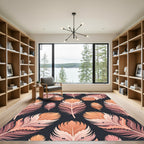 Elegant Peach Feather Plumage Art Rug