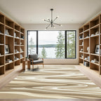 Neutral Abstract Wavy Sand Dune Rug