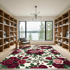 Crimson Pink Roses Cupid Heart Vine Rug