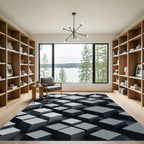 Modern Monochrome Geometric Three-dimensional Cube Block Rug