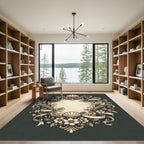 Ornate Floral Scrollwork Shell Vignette Rug