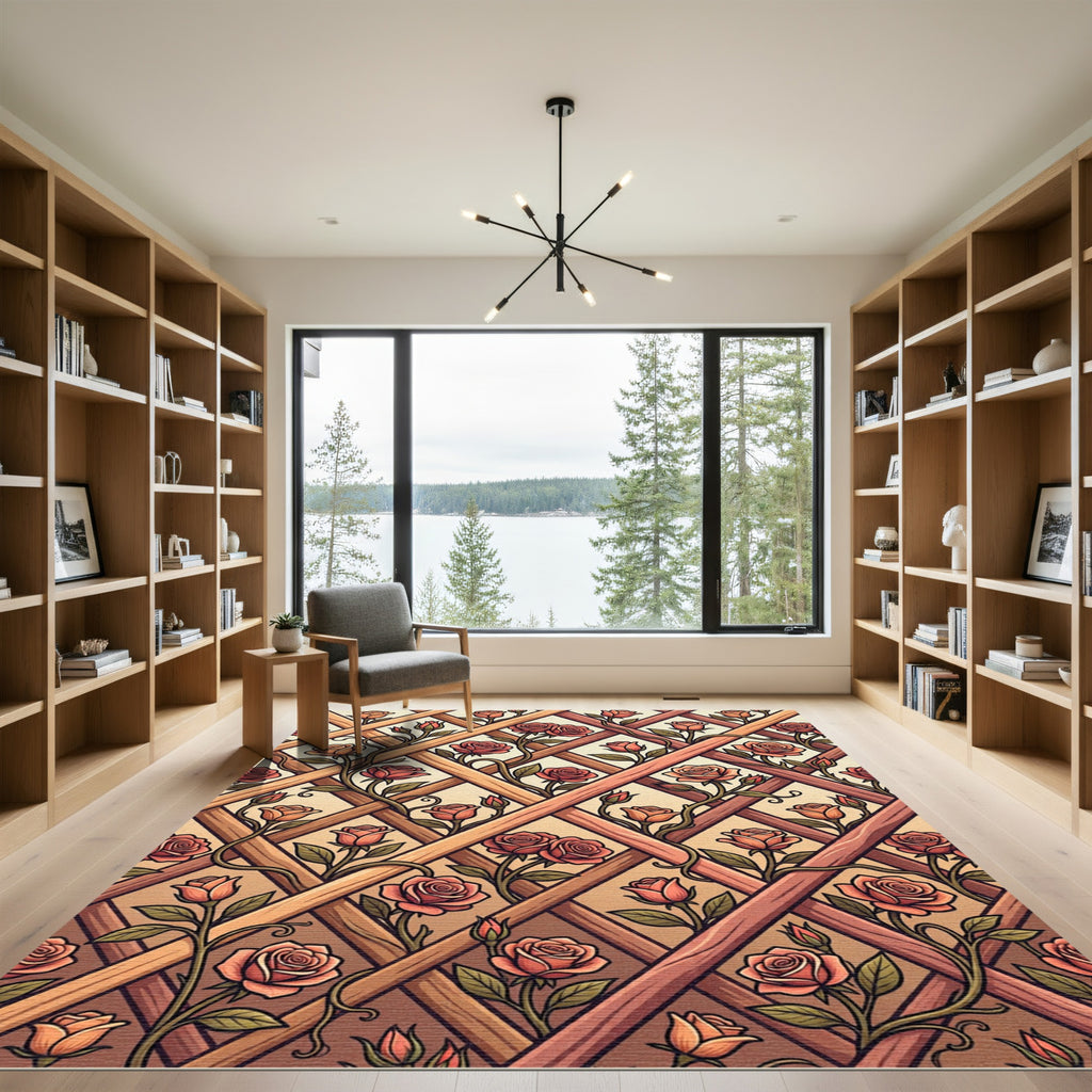 Rose Lattice Trellis Garden Rug