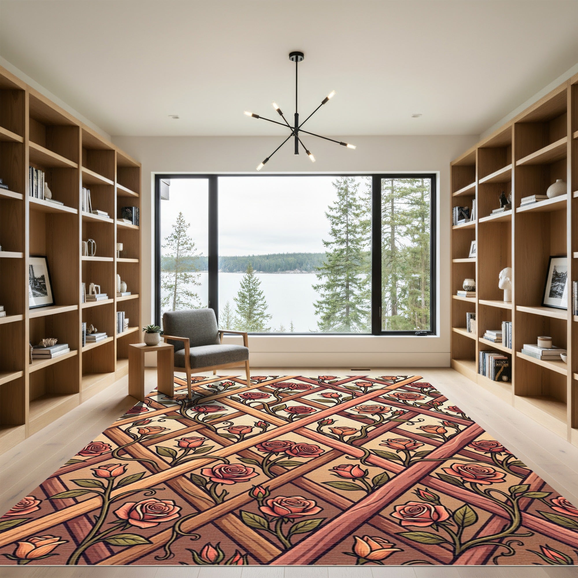 Rose Lattice Trellis Garden Rug