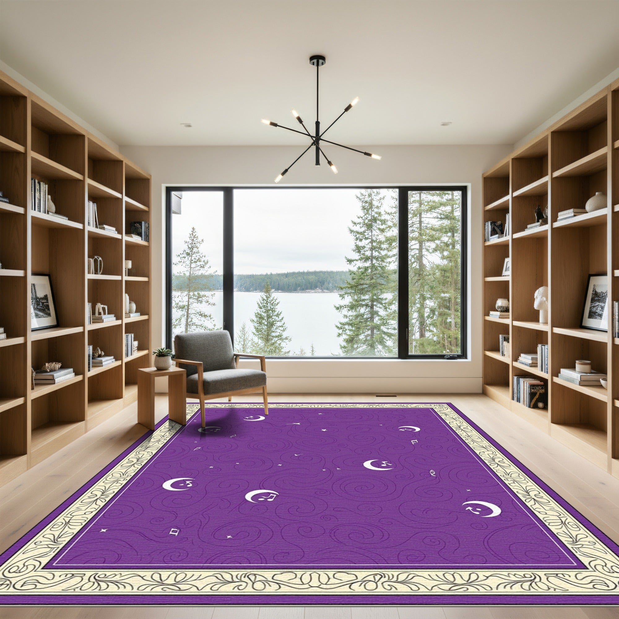 Purple Swirl Moon Music Night Sky Rug