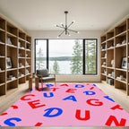 Pink Retro Alphabet Scatter Rug