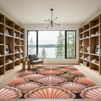 Coral Pink Scallop Shell Arrangement Rug