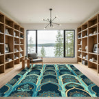 Teal Arch Mandala Lotus Ornate Vault Rug