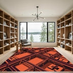 Geometric Labyrinth Orange Structure Rug
