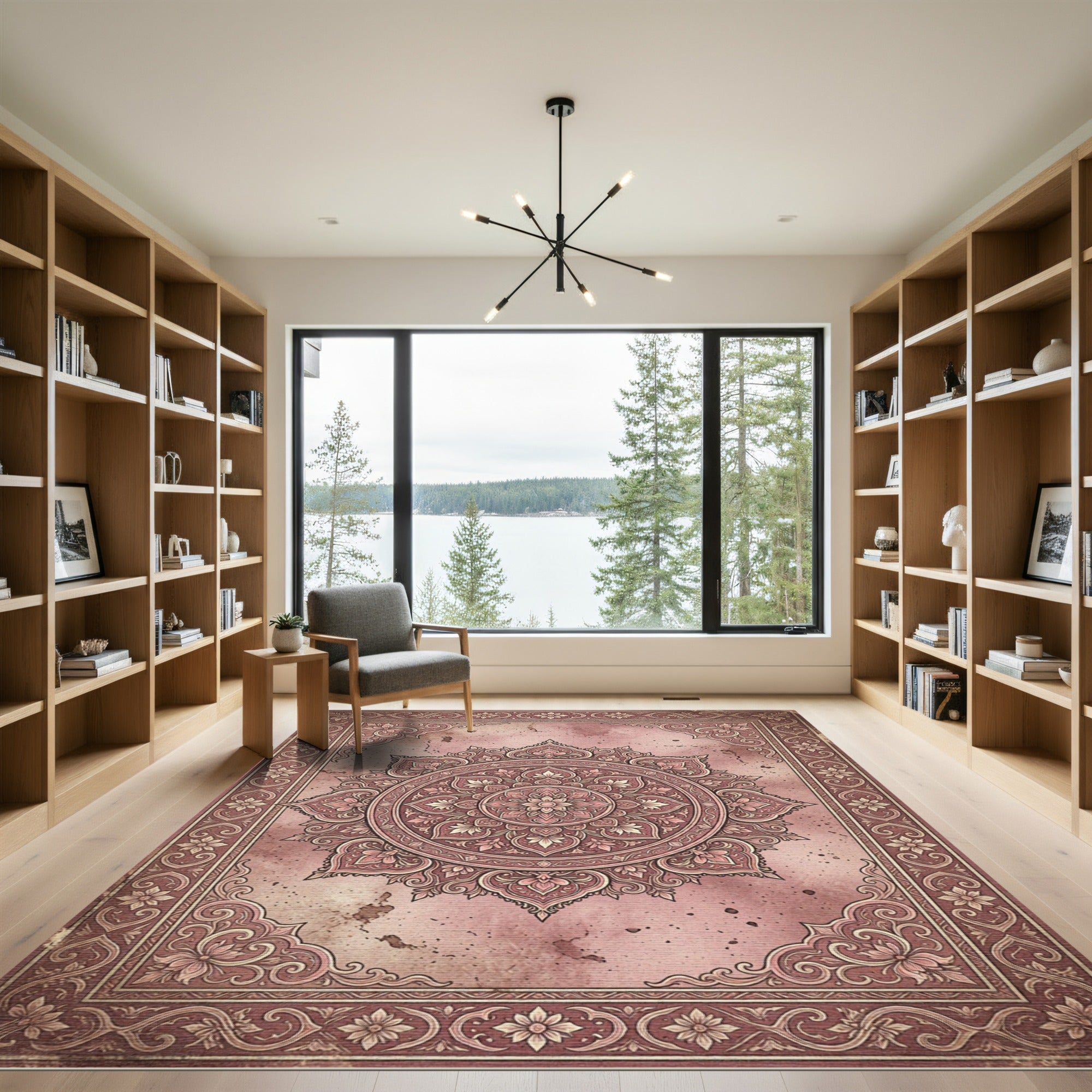 Vintage Rose Floral Medallion Area Rug