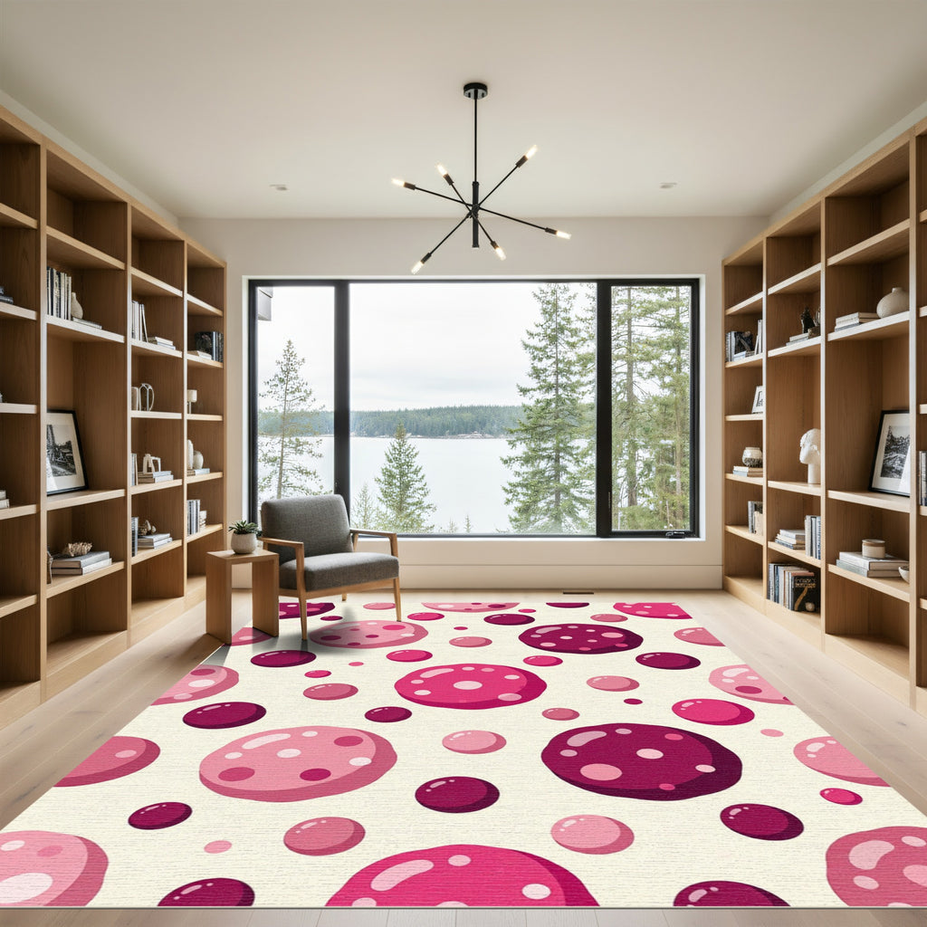 Berry Pink Polka Dot Scatter Rug