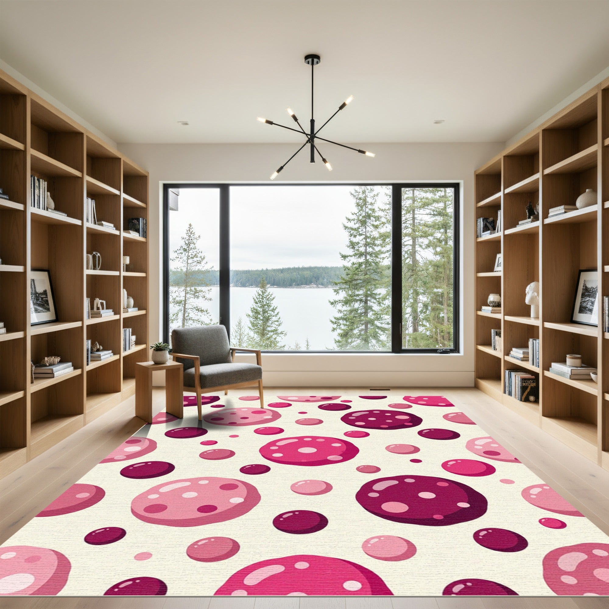 Berry Pink Polka Dot Scatter Rug