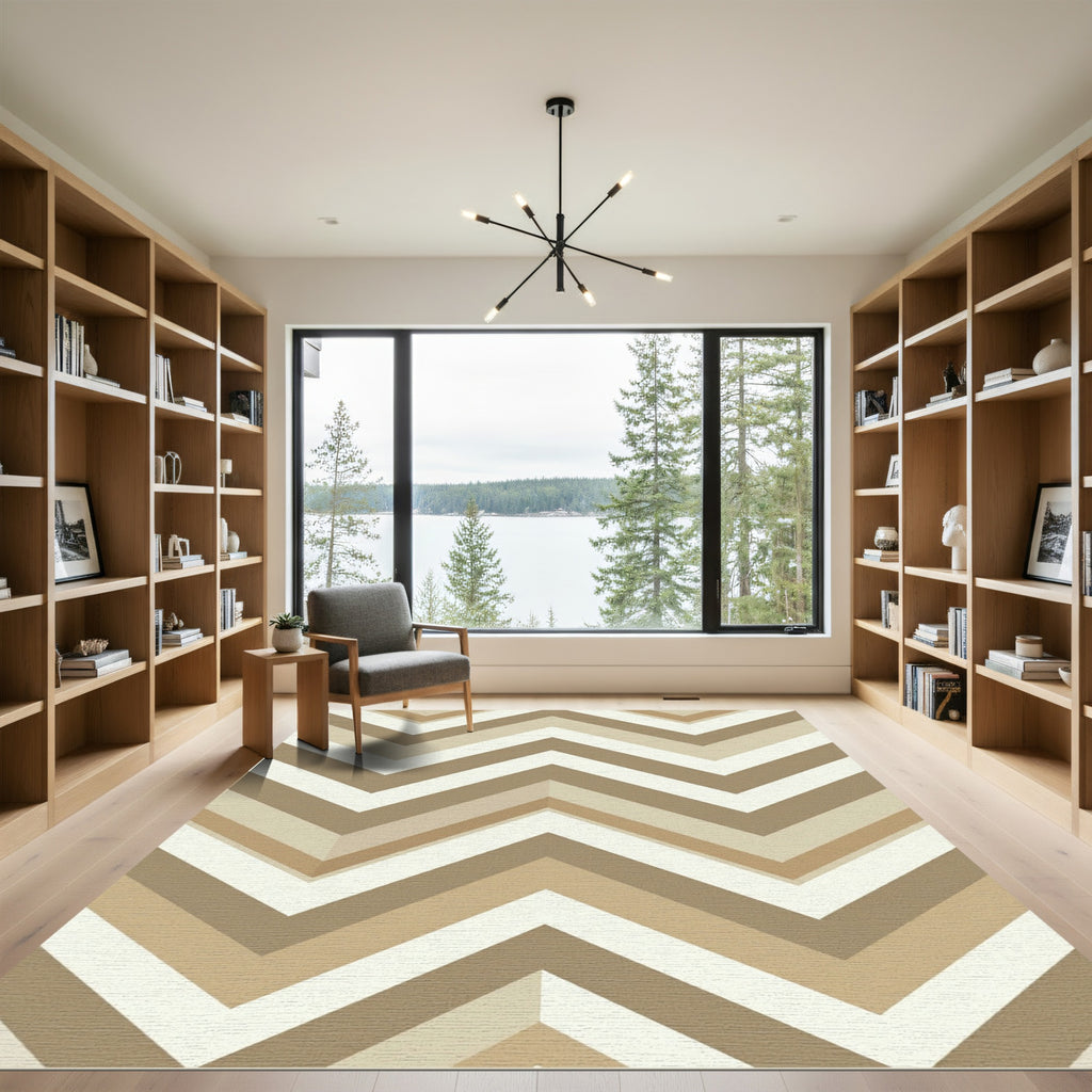Earthy Neutrals Zigzag Chevron Rug