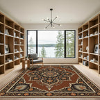 Rich Brown Floral Medallion Rug