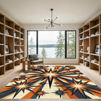 Retro Mid-Century Burnt Orange Starburst Rug