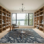 Metallic Starburst and Floral Gray Medallion Rug