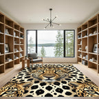 Bold Leopard Spots Wildlife Portrait Rug