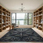 Metallic Silver Compass Star Plaque Rug