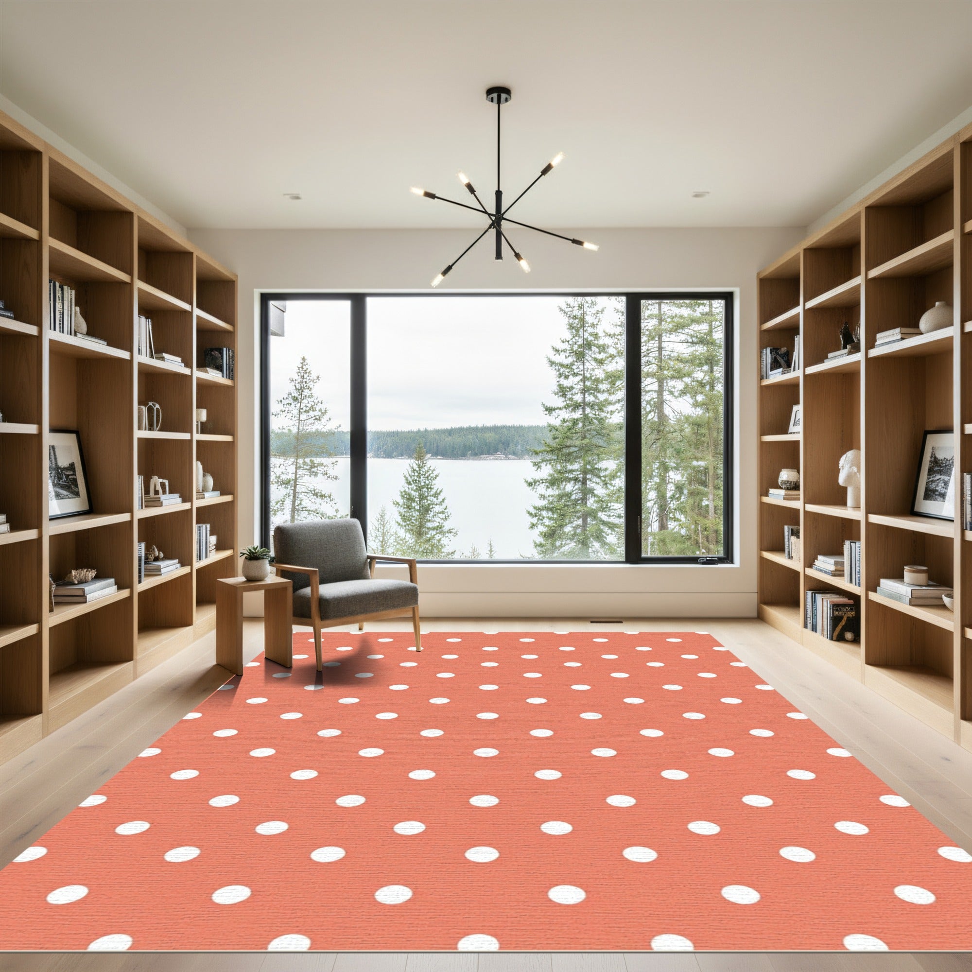 Coral White Polka Dot Classic Rug