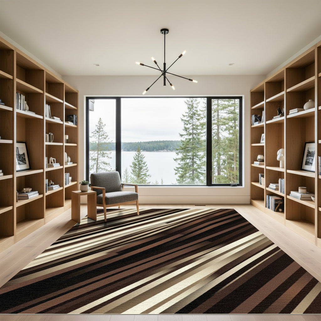 Earthy Diagonal Stripe Texture Rug