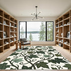 Elegant Forest Green Botanical Ivy Rug
