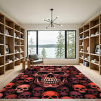 Gothic Crimson Skull Mosaic Rug