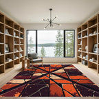 Cracked Earth Tone Geometric Mosaic Rug