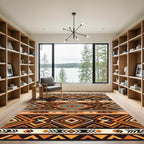 Tribal Orange Diamond Geometric Stripe Rug