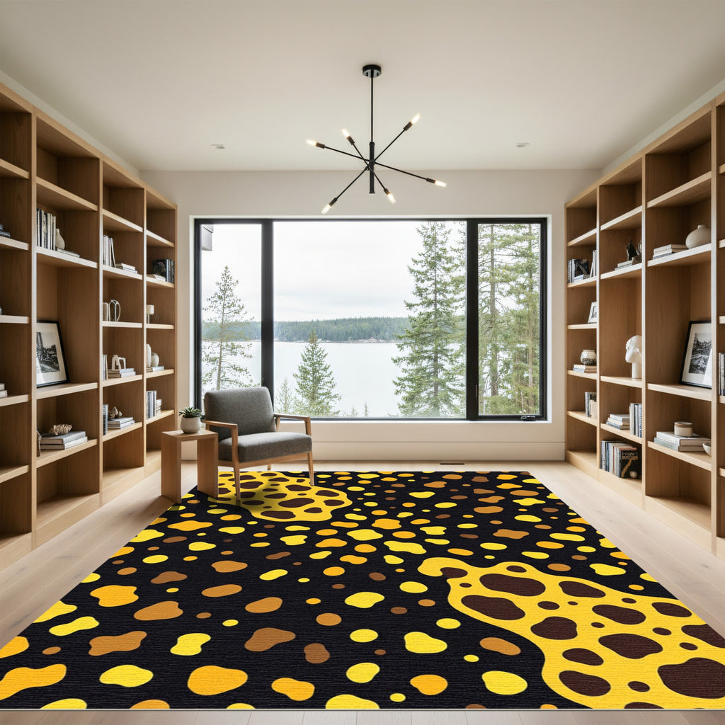 Yellow and Brown Organic Blob Spill Rug