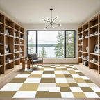Neutral Earth Tone Checkerboard Squares Rug