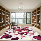 Sweet Hearts Composition Magenta Ivory Rug