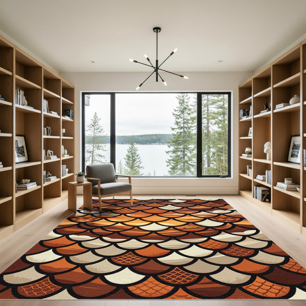 Earthy Autumn Sunset Scales Rug