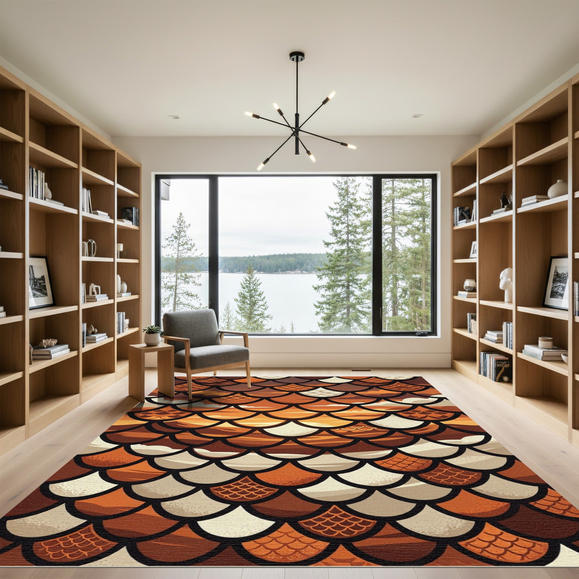 Earthy Autumn Sunset Scales Rug