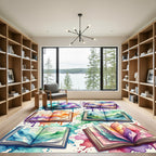 Watercolor Open Book Abstract Art Rug