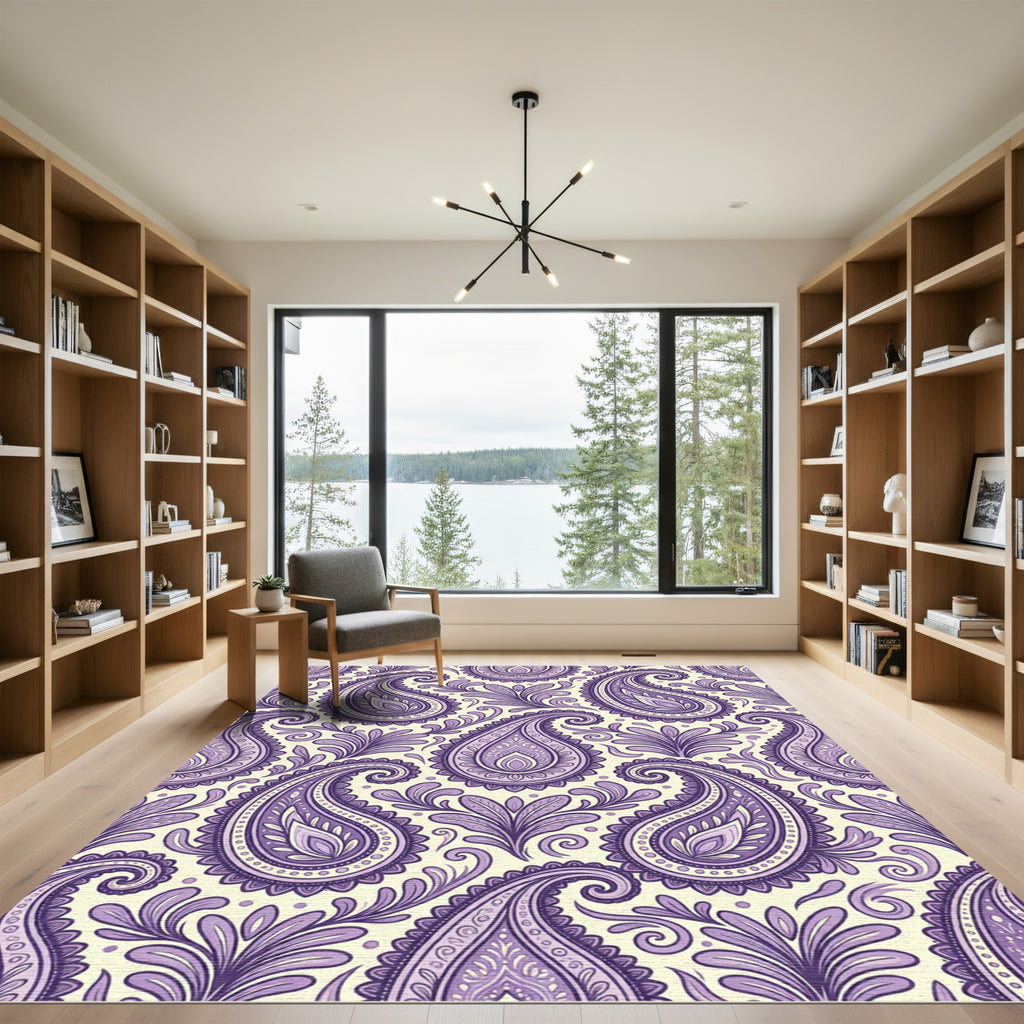 Lavender Paisley With Subtle Swirls Ornament Rug