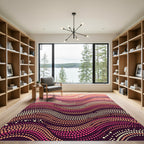 Crimson Pink Dot Wave Composition Rug