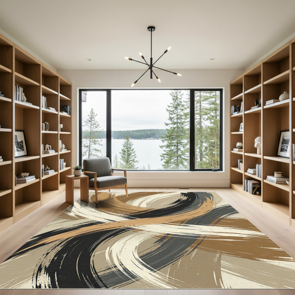 Earthy Tones Abstract Brushstroke Rug