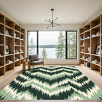 Earthy Green Jagged Chevron Rug