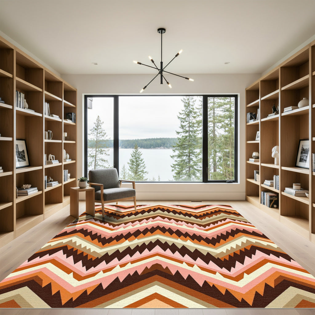Earthy Boho Chevron Layers Rug