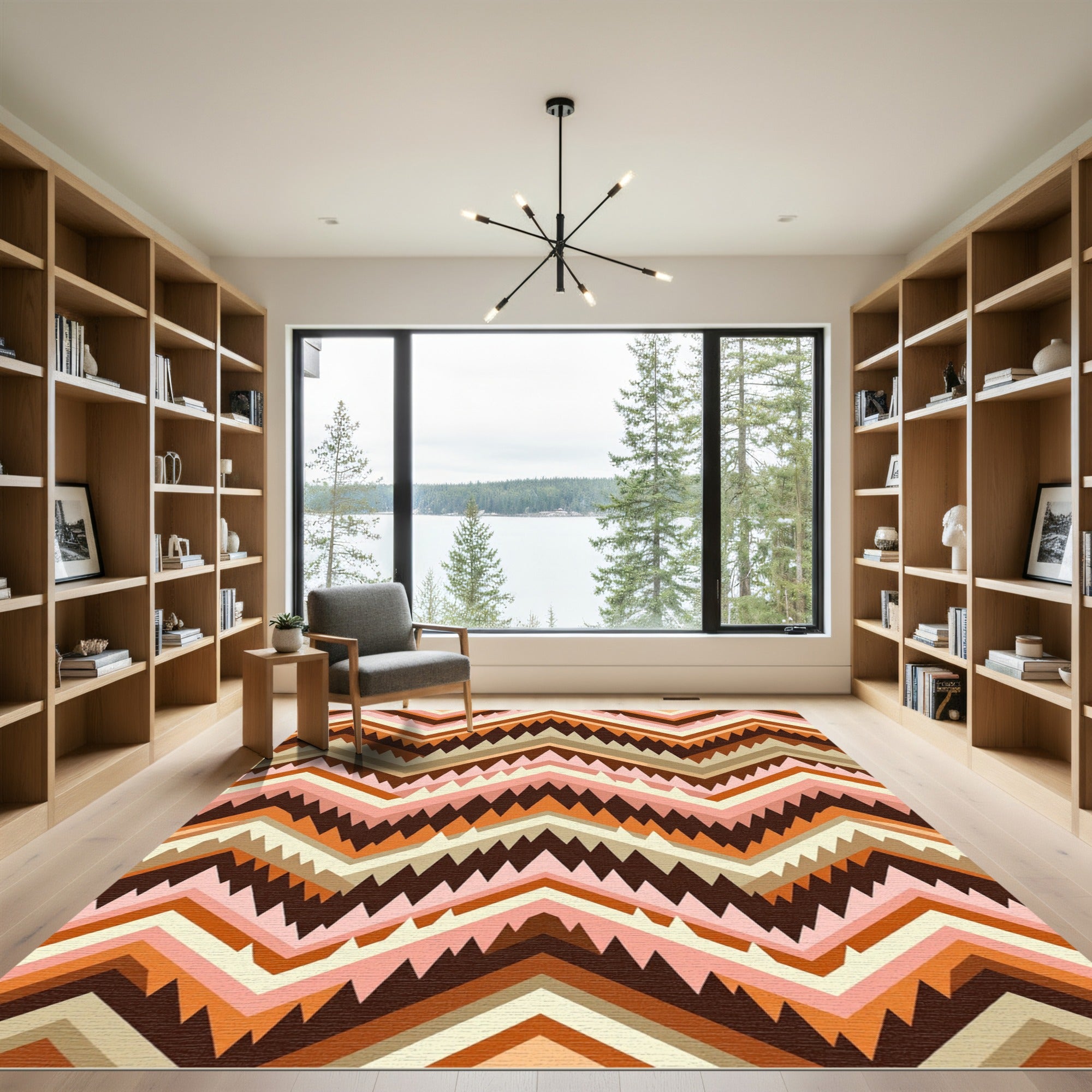 Earthy Boho Chevron Layers Rug
