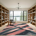 Coral Blush Slate Abstract Brushstrokes Rug