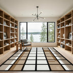 Minimalist Brown Window Grid Square Rug