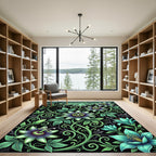 Lush Botanical Passion Flower Vine Rug