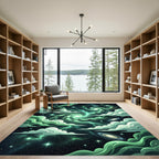 Ethereal Green Celestial Nebula Galaxy Swirl Rug